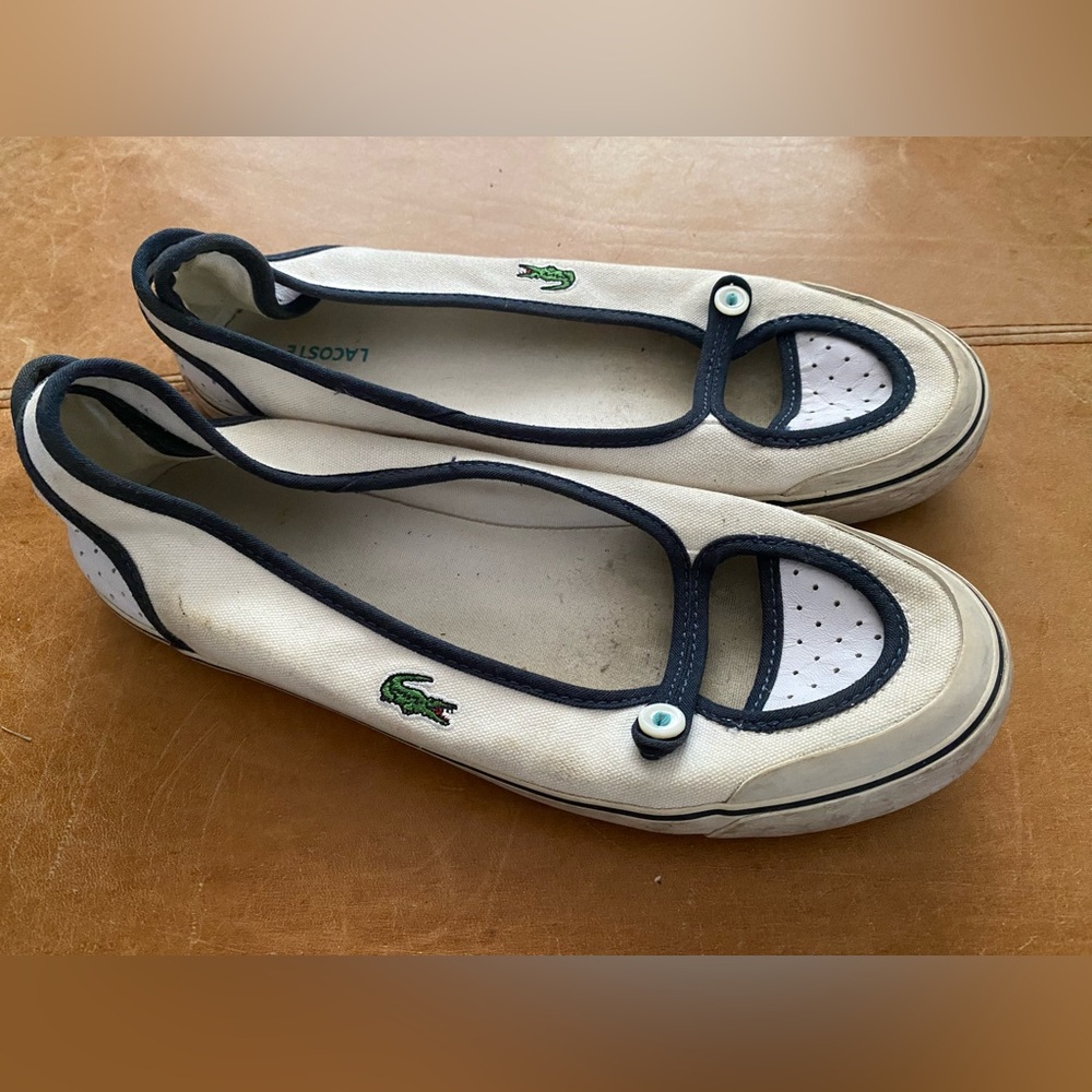 Lacoste White and Navy blue Sneakers with Streamlined Design